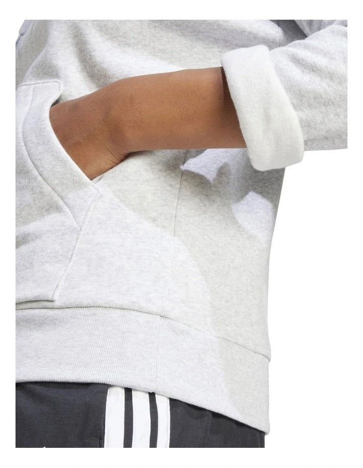 Adidas Essentials Small Logo Feel Cozy Hoodie, Light Grey Heather, product view 20