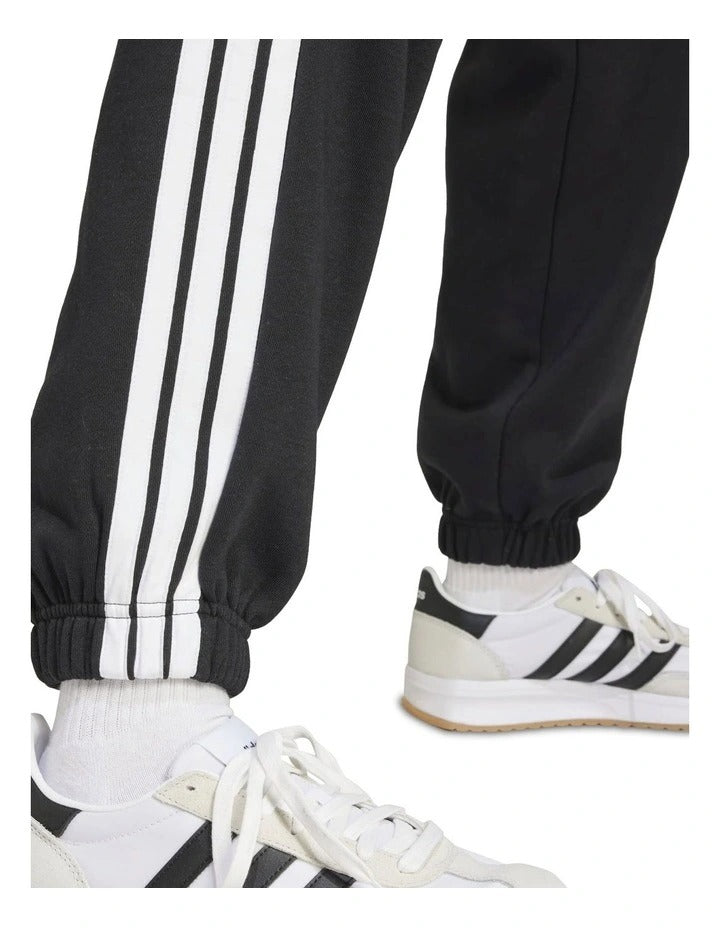Adidas Essentials 3-Stripes Fleece Loose-Fit Joggers, Black/White, product view 6