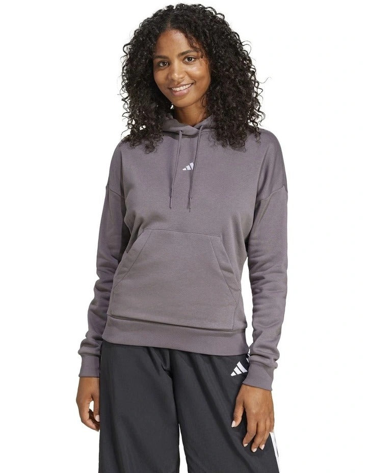 Adidas Essentials Small Logo Feel Cozy Hoodie, Grey Strata/White, product view 22
