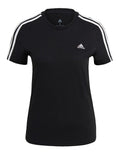 Adidas Essentials 3 Stripe Slim Tee for Women in 100% Cotton with Contrasting Sleeve Stripes