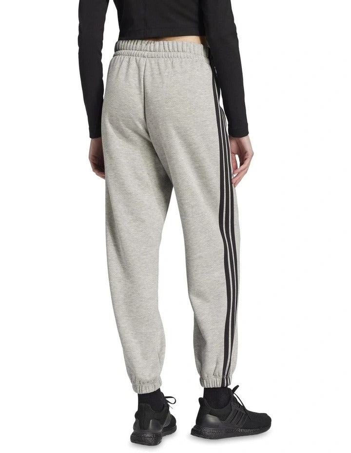 Adidas Essentials 3-Stripes Fleece Loose-Fit Joggers, Medium Grey/Black, product view 7