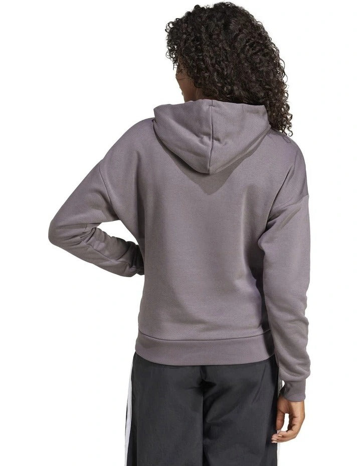 Adidas Essentials Small Logo Feel Cozy Hoodie, Grey Strata/White, product view 23