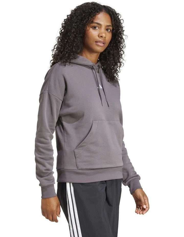 Adidas Essentials Small Logo Feel Cozy Hoodie, Grey Strata/White, product view 24