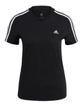 Adidas Essentials 3 Stripe Slim Tee for Women in 100% Cotton with Contrasting Sleeve Stripes