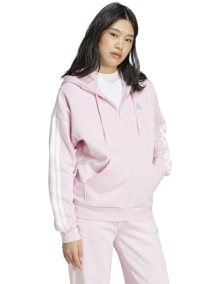 Adidas Essentials 3-Stripes Full-Zip Fleece Hoodie, view 3