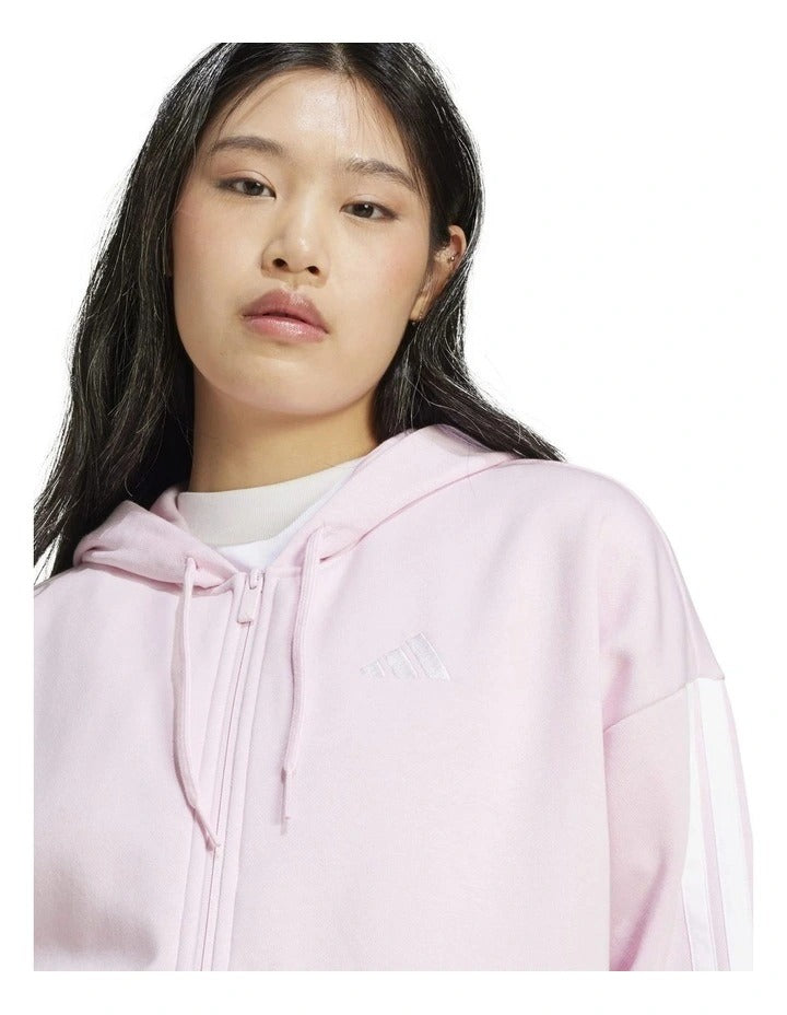 Adidas Essentials 3-Stripes Full-Zip Fleece Hoodie, view 4