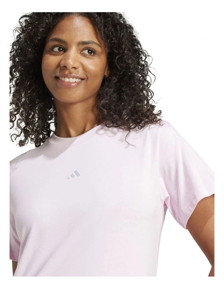 Adidas Essentials Small Logo Cotton T-shirt, Clear Pink/White, product view 9