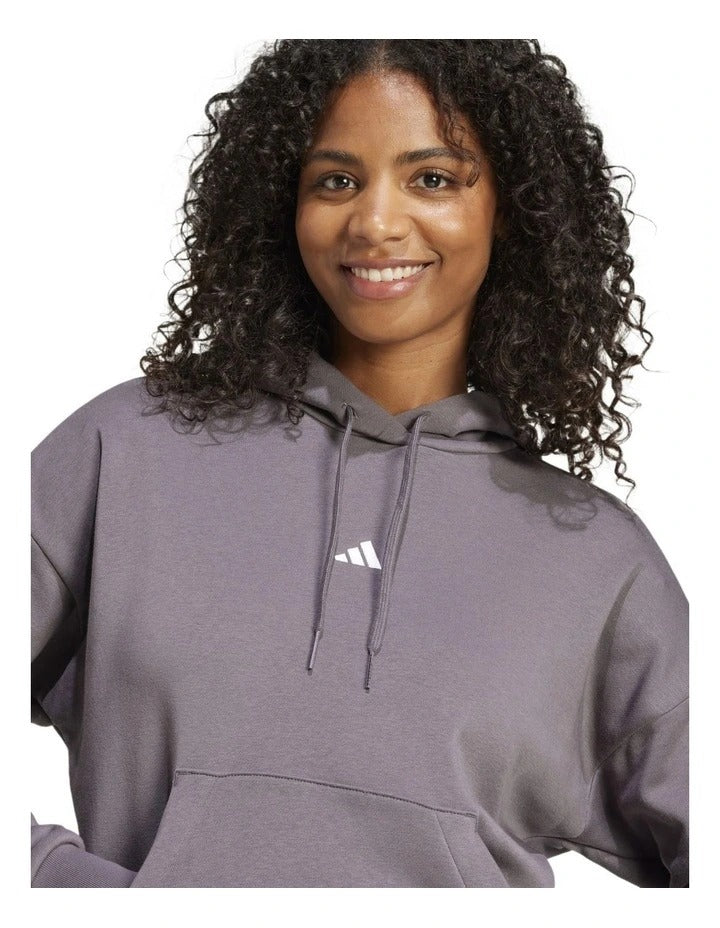 Adidas Essentials Small Logo Feel Cozy Hoodie, Grey Strata/White, product view 25