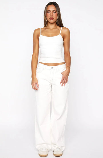 Clarissa Low Rise Wide Leg Jeans Off White | Women's Denim