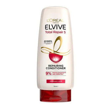 L'Oreal Elvive Total Repair 5 Conditioner 700ml repairs damaged hair for silky, healthy results.