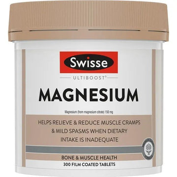 Swisse Ultiboost Magnesium 300 Tablets — supports muscle health and reduces cramps.