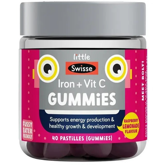 Little Swisse Iron + Vit C Gummies for kids – supports growth, energy & immunity.