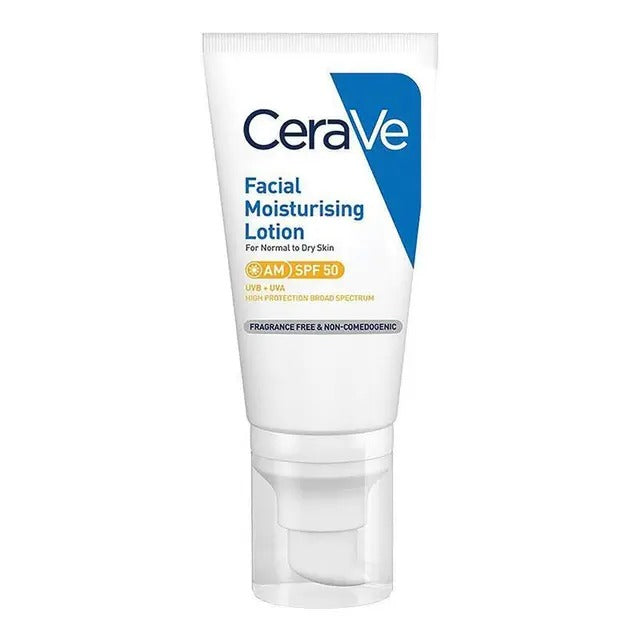 CeraVe SPF 50 face moisturiser with ceramides and hyaluronic acid