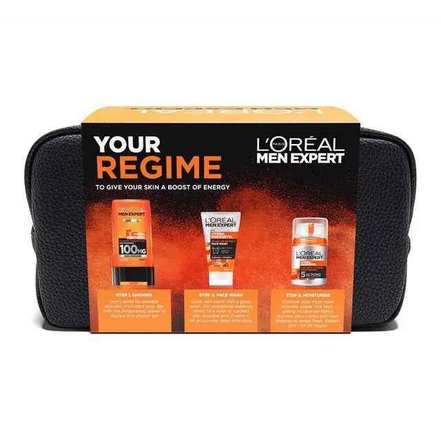 L’Oreal Men Expert Hydra Energetic Gift Set with face wash, moisturiser, and shower gel.