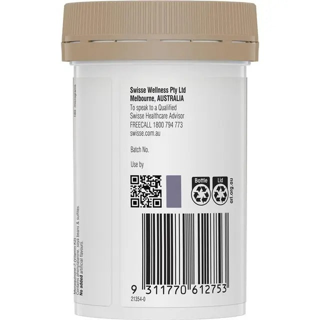 Swisse Ultiboost Vitamin K2 60 Capsules for strong bones and calcium absorption.