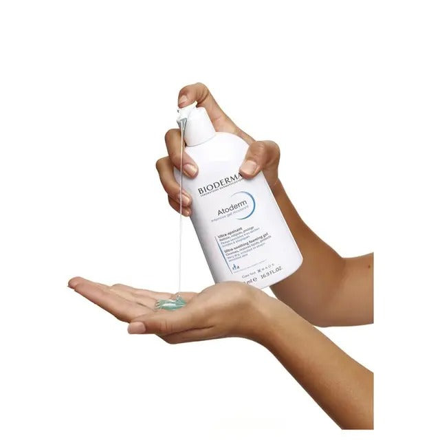 Bioderma Atoderm Intensive Gel Moussant 500ml hydrating foaming cleanser for dry, sensitive, eczema-prone skin.