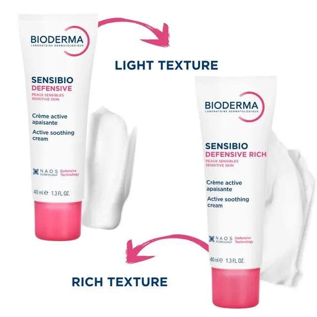 Bioderma Sensibio Defensive Rich Moisturiser for dry, sensitive skin – soothes & hydrates.