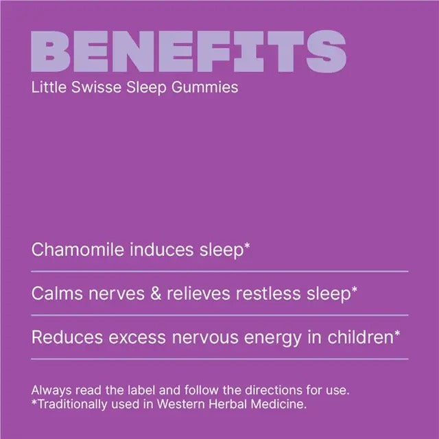 Little Swisse Sleep Gummies for kids with chamomile to support restful sleep.