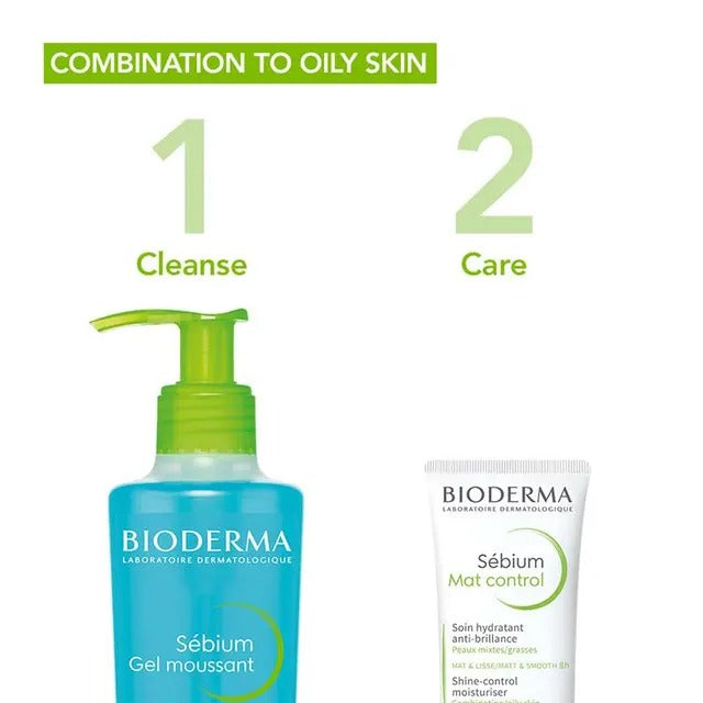 Bioderma Sébium Gel Moussant gentle foaming cleanser for oily and acne-prone skin.