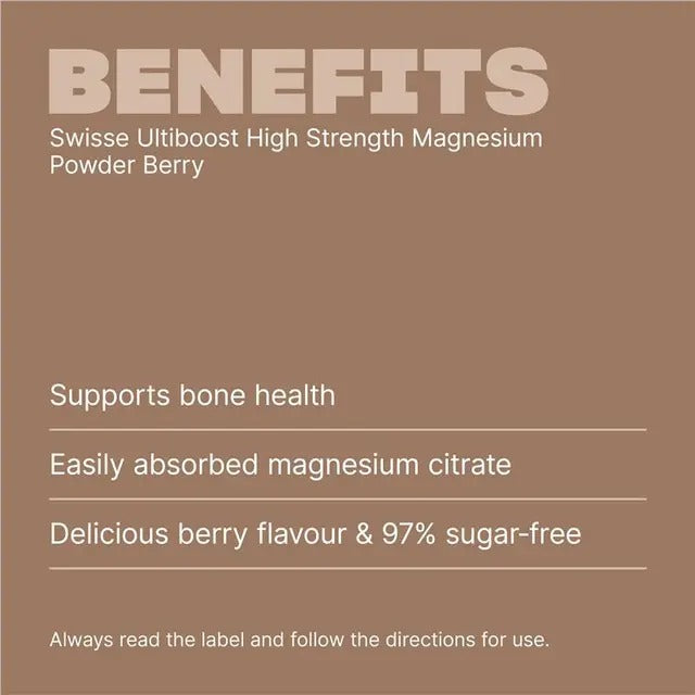 Swisse High Strength Magnesium Powder Berry 180g – supports muscle health and energy.