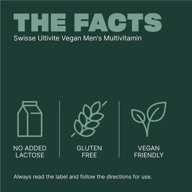 Swisse Vegan Men's Multivitamin 60 Tablets for daily energy and muscle support.