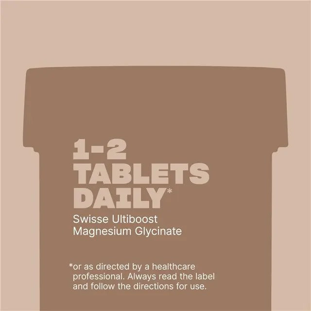 Swisse Ultiboost Magnesium Glycinate 120 Tablets for muscle relaxation and stress support.