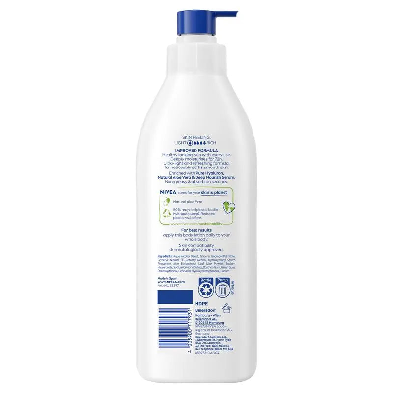NIVEA Aloe & Hydration Body Lotion Moisturiser 72H Hydration 400ml, product image 2