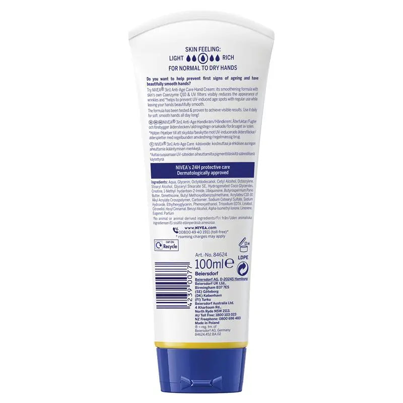 NIVEA Q10 3-in-1 Anti-age Hand Cream with UV Filters 100ml, product image 2