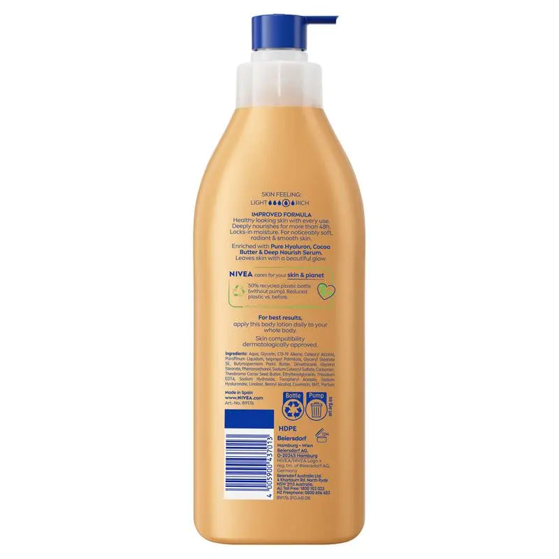NIVEA Cocoa & Indulging Body Lotion Moisturiser 72H Hydration 400ml, product image 2