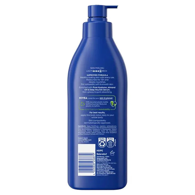 NIVEA Rich Nourishing Body Lotion Moisturiser 72H Hydration 400ml