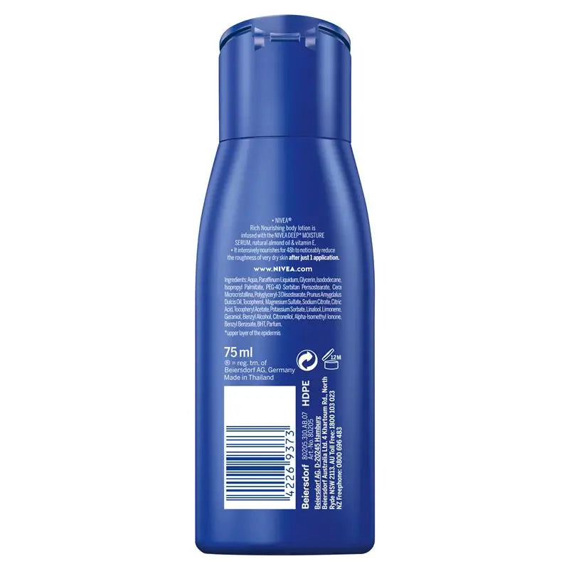 NIVEA Rich Nourishing Body Lotion Moisturiser 48H 75ml, product image 2