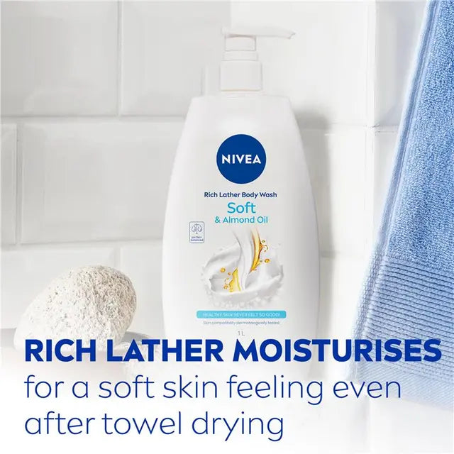 NIVEA Rich Moisture Soft Shower Gel Body Wash 1L, product image 3