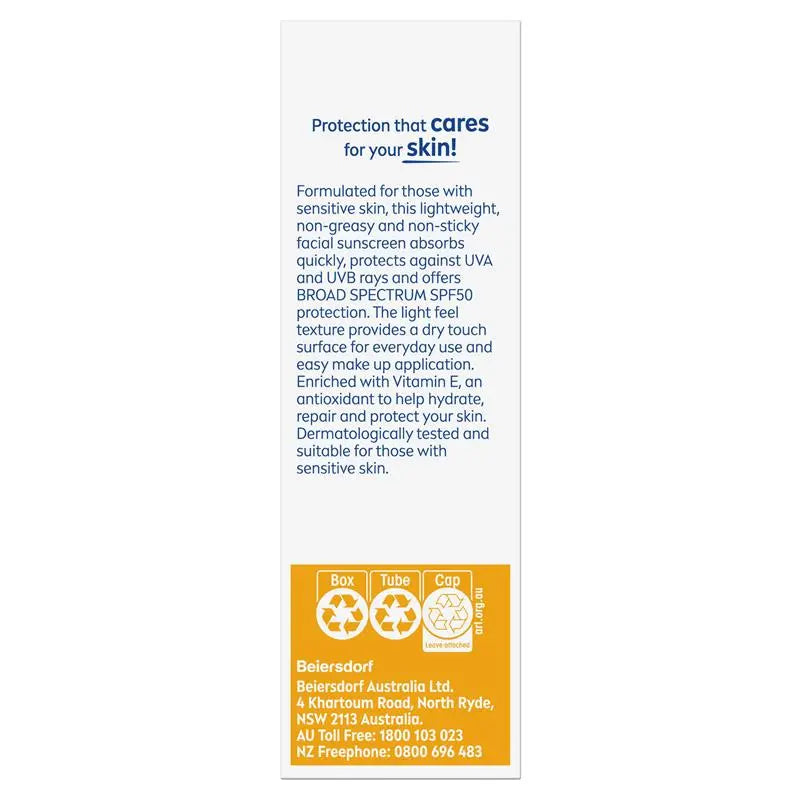 NIVEA Sun SPF 50 UV Face Sensitive 50ml, product image 3