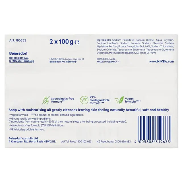 NIVEA Crème Soft Soap Bar Moisturising 100g Twin Pack, product image 3