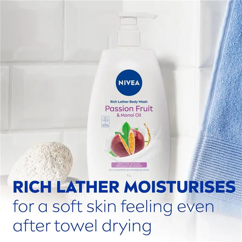 NIVEA Passionfruit & Monoi Oil Shower Gel Body Wash 1L, product image 3