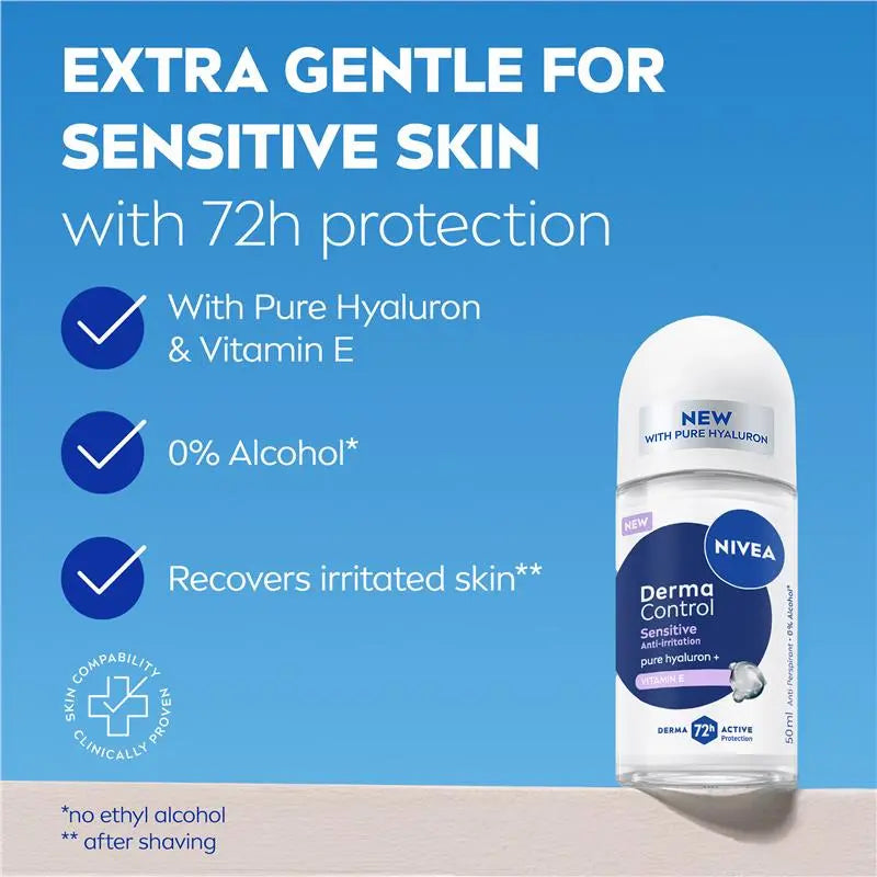 NIVEA Derma Control Sensitive 72H Roll On 50ml, product image 3