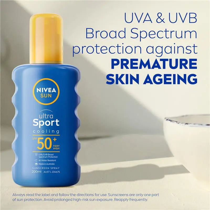 NIVEA Sun Ultra Sport Cooling SPF50+ Sunscreen Spray 200ml, product image 4