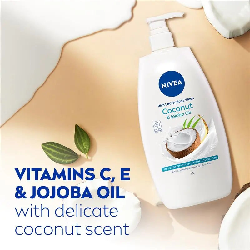 NIVEA Coconut & Jojoba Oil Shower Gel Body Wash 1L, product image 4