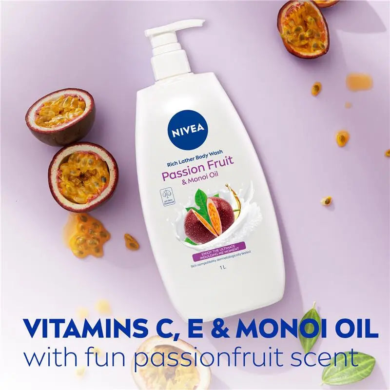 NIVEA Passionfruit & Monoi Oil Shower Gel Body Wash 1L, product image 4