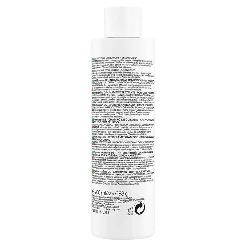 Dercos Anti-Dandruff DS Shampoo 200ml for normal to oily hair, reducing flakes and soothing scalp