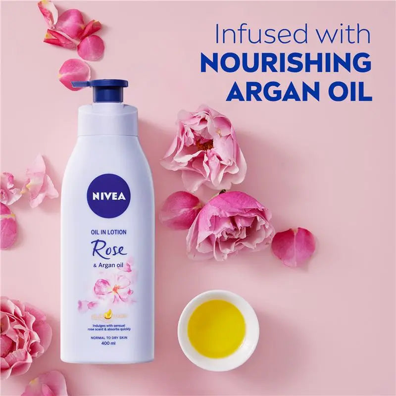 NIVEA Oil in Lotion Rose & Argan Oil Body Lotion 400ml, product image 5