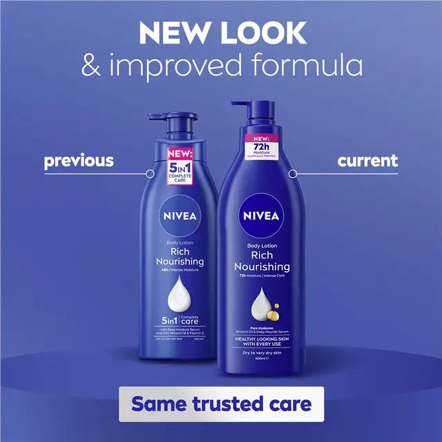 NIVEA Rich Nourishing Body Lotion Moisturiser 72H Hydration 400ml, product image 6