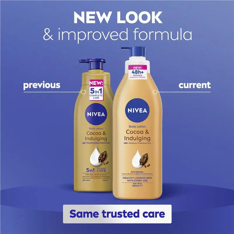 NIVEA Cocoa & Indulging Body Lotion Moisturiser 72H Hydration 400ml, product image 6