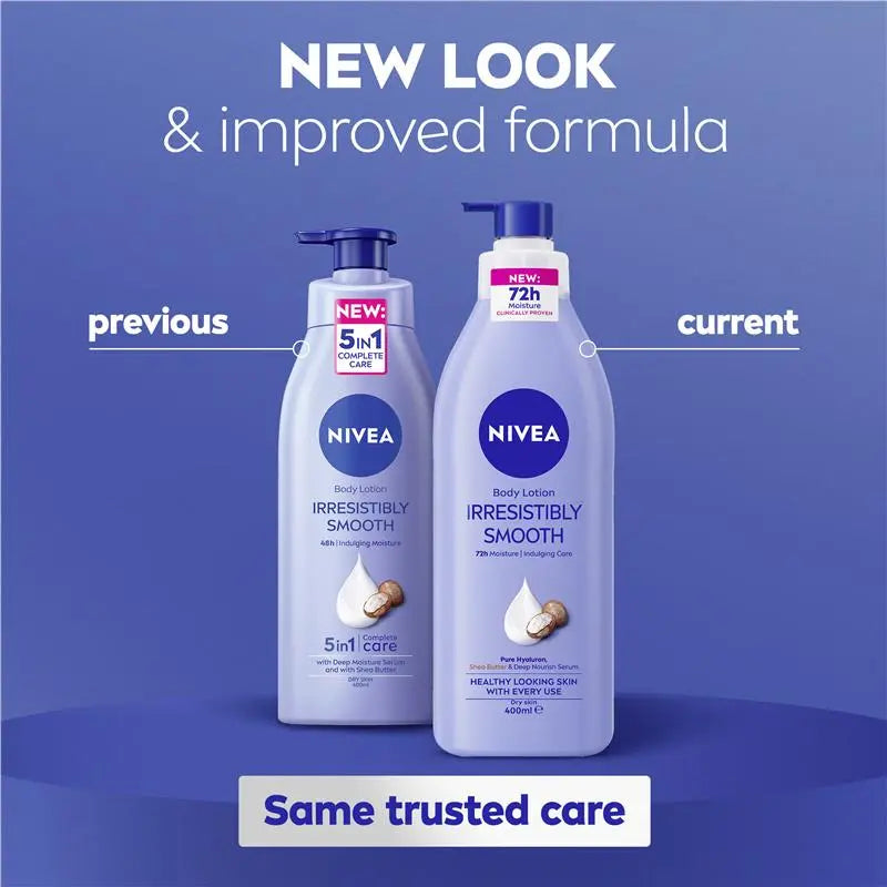 NIVEA Irresistibly Smooth Body Lotion Moisturiser 72H Hydration 400ml, product image 6
