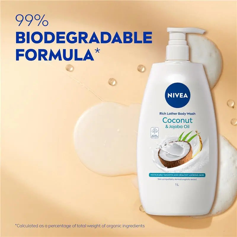 NIVEA Coconut & Jojoba Oil Shower Gel Body Wash 1L, product image 6