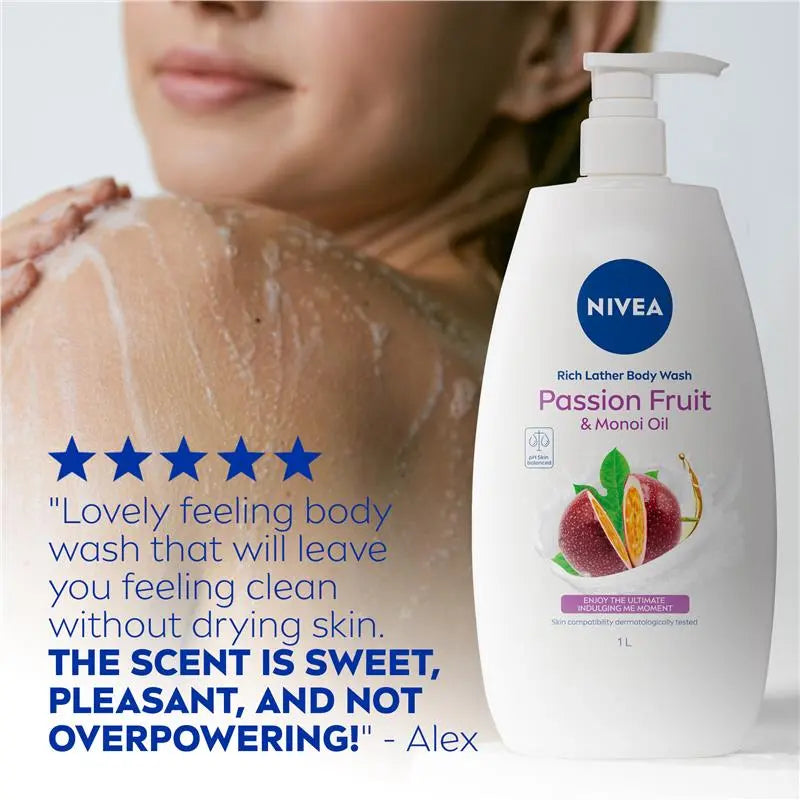 NIVEA Passionfruit & Monoi Oil Shower Gel Body Wash 1L, product image 7