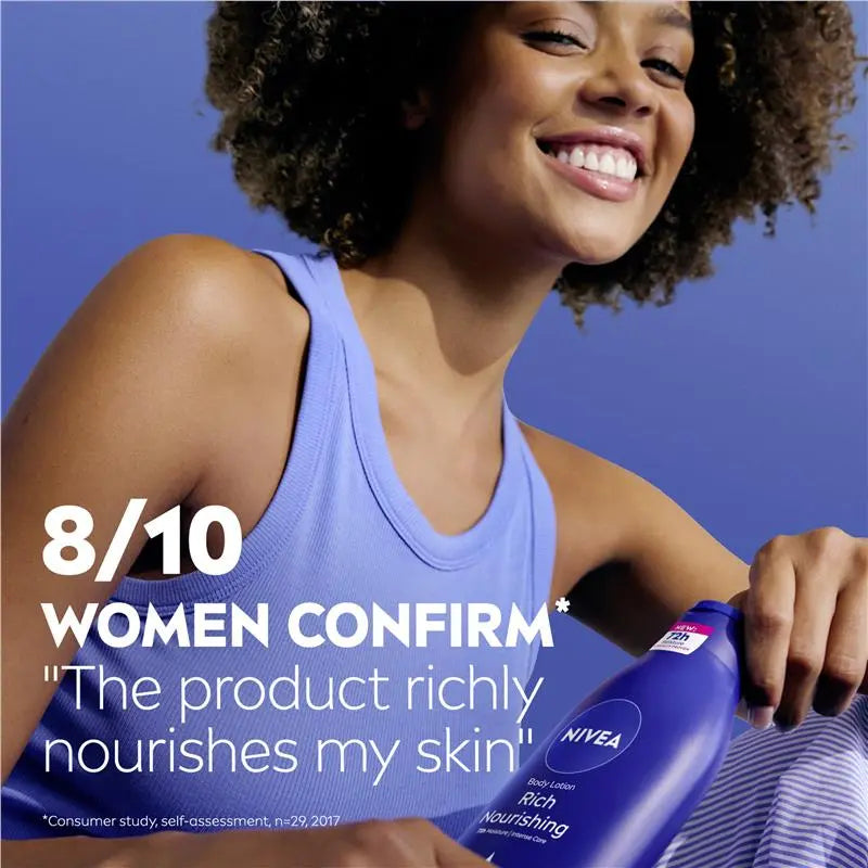 NIVEA Rich Nourishing Body Lotion Moisturiser 72H Hydration 250ml, product image 8