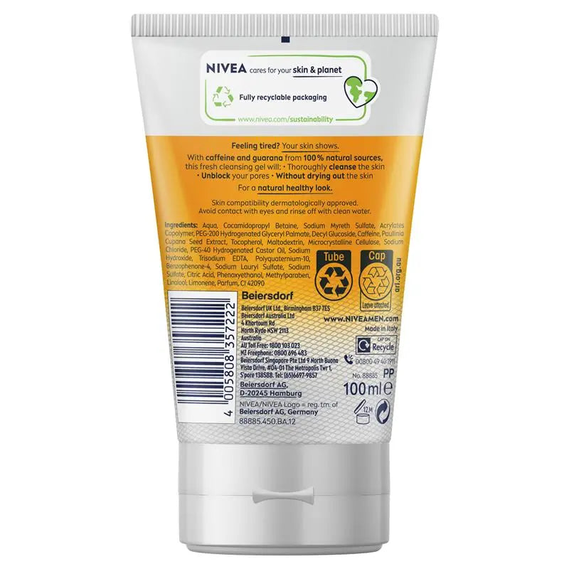 NIVEA MEN Active Energy Face Wash Gel 100ml