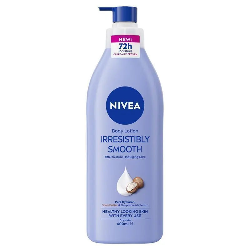 NIVEA Irresistibly Smooth Body Lotion Moisturiser 72H Hydration 400ml