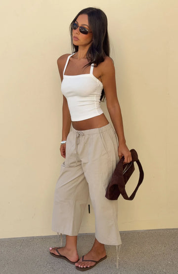 Date Me Capri Cargo Pants Stone | Stylish Women's Cargo Pants